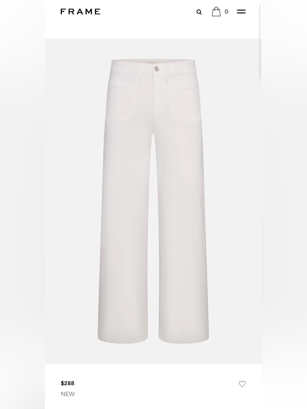FRAME Natural Clean Slim Palazzo Jeans in Off-White